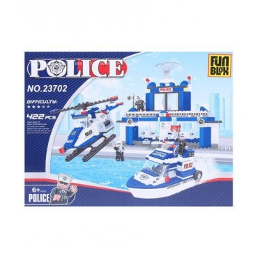 Fun Blox Police Headquarter Blocks Blue And White 422 Pieces